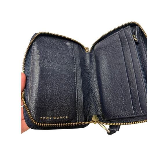 Tory Burch Navy Leather Wristlet Wallet - Picture 2 of 9